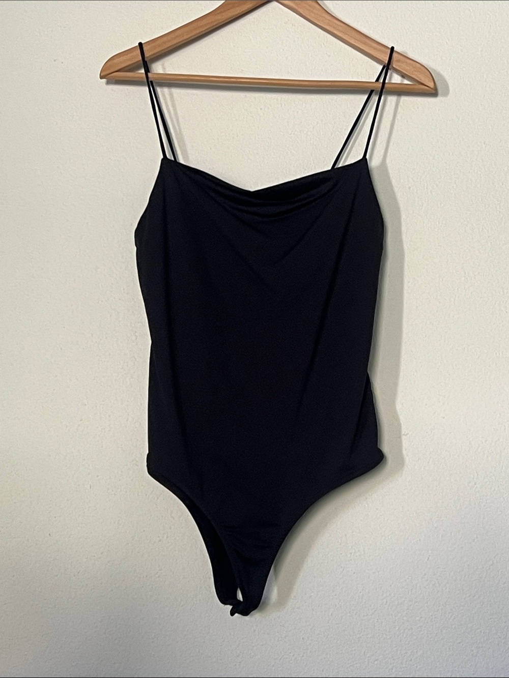 Zara Black Cowl-Neck Spaghetti-Strap Bodysuit